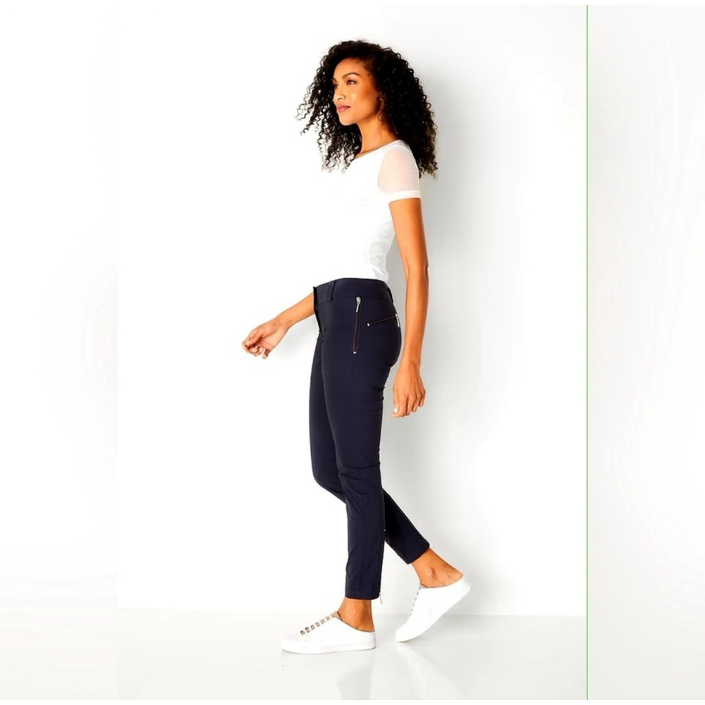 Anatomie The Susan Skinny Ankle Travel Pants $248 Size Large Black Low Rise EUC